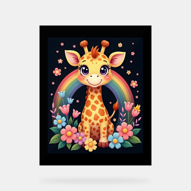 Giraffe Lovers T-Shirt Acrylic Sign (Front)