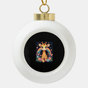 Giraffe Lovers T-Shirt Ceramic Ball Christmas Ornament