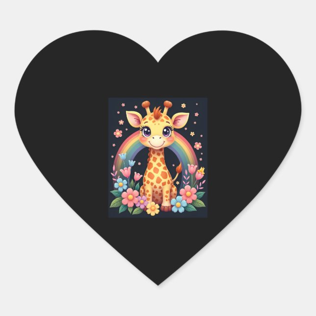 Giraffe Lovers T-Shirt Heart Sticker (Front)