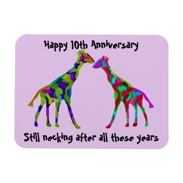 Giraffe Luv 10e Anniversaire Magnet (Horizontal)
