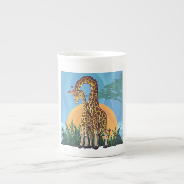 Giraffe Mama and Baby Bone China Mug (Front)
