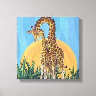 Giraffe Mama and Baby Canvas Print