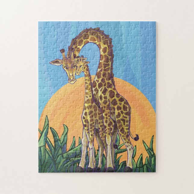 Giraffe Mama and Baby Jigsaw Puzzle (Vertical)
