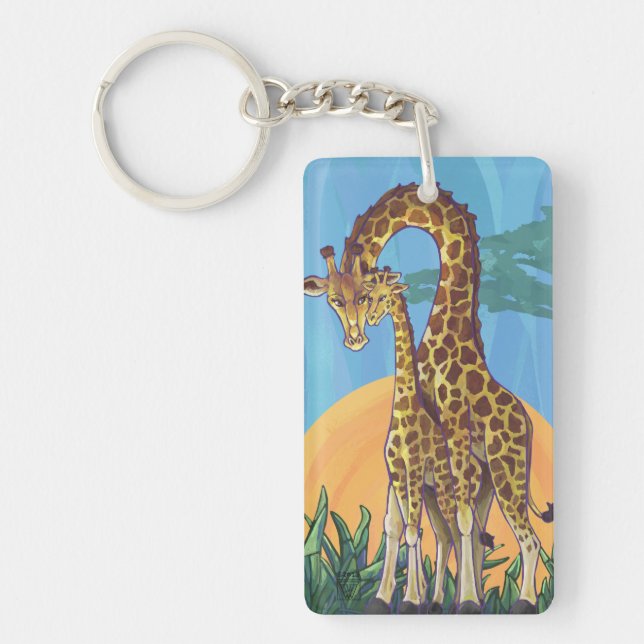 Giraffe Mama and Baby Keychain (Front)