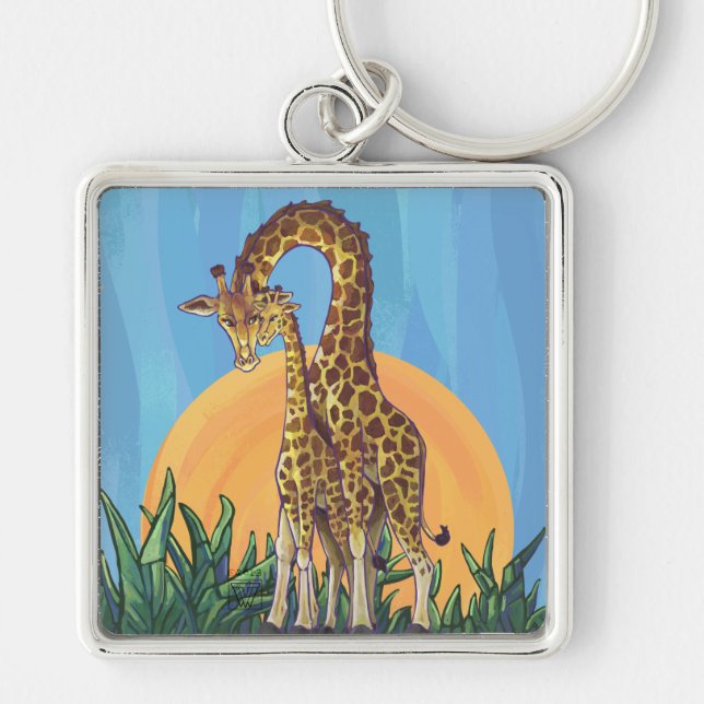 Giraffe Mama and Baby Keychain (Front)