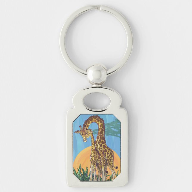 Giraffe Mama and Baby Keychain (Front)