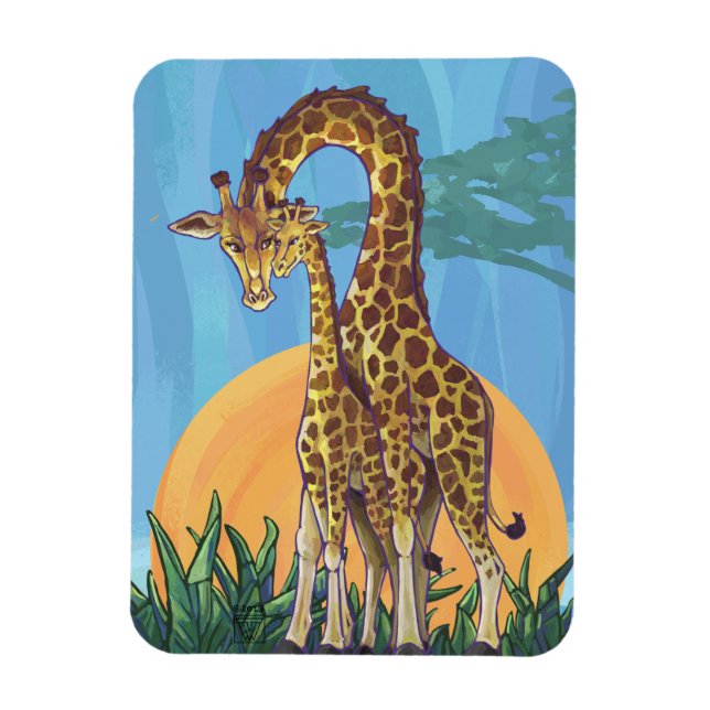 Giraffe Mama and Baby Magnet (Vertical)
