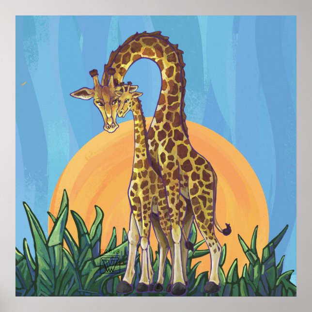 Giraffe Mama and Baby Poster (Front)