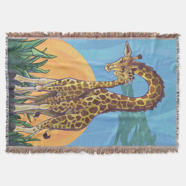 Giraffe Mama and Baby Throw Blanket (Front)