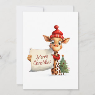 Giraffe Merry Christmas Holiday Card