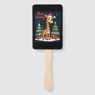 Giraffe Merry Christmas Tree Lighting Santa Giraff Hand Fan