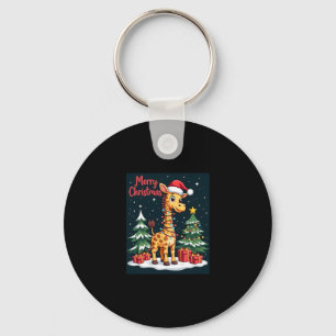 Giraffe Merry Christmas Tree Lighting Santa Giraff Keychain
