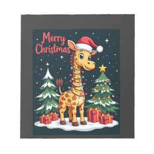 Giraffe Merry Christmas Tree Lighting Santa Giraff Notepad