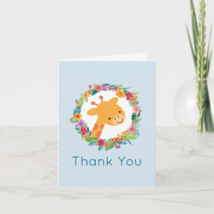 Giraffe mignonne avec Merci de couronne fleurie