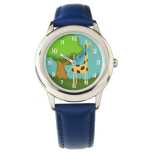 Giraffe mignonne et montre d'art des arbres