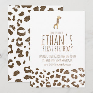 Giraffe minime Thème Anniversaire Invitation