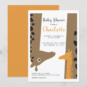 Giraffe Mom and Baby Cute Baby Shower Invitation