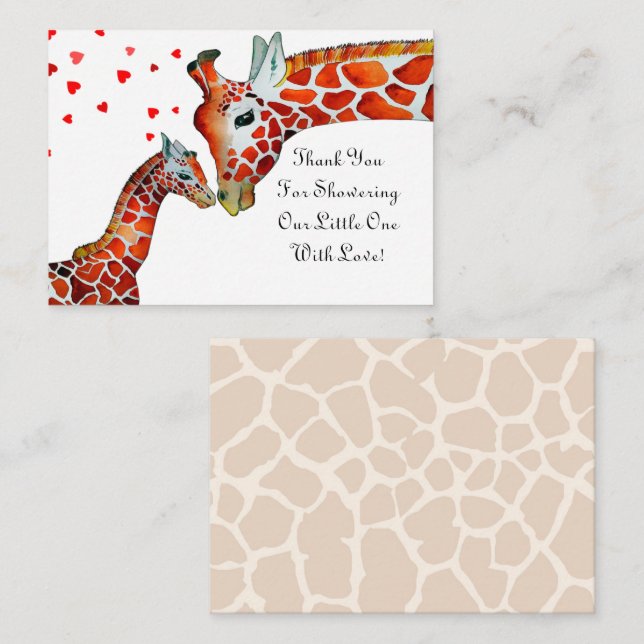 Giraffe Mom And Her Son Thank You Card (Front/Back)