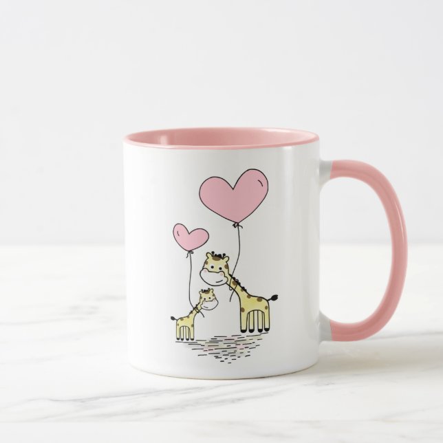 Giraffe Mom & Baby Pink Mother's Day Baby Shower Mug (Right)