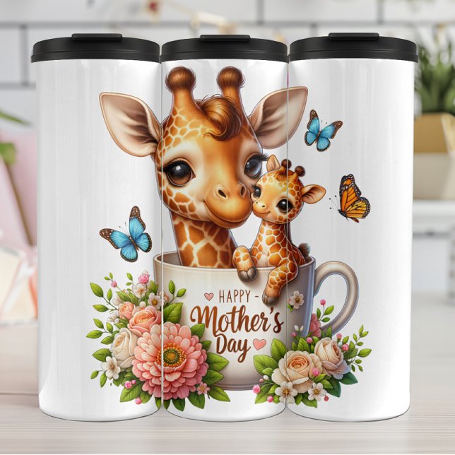 Giraffe Mom: Calf, Flowers, Mother's Day Thermal Tumbler (Creator Uploaded)
