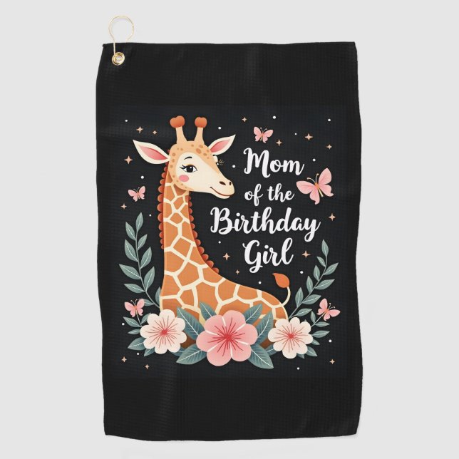 Giraffe Mom of the Birthday Girl Matching Family L Golf Towel (Front)