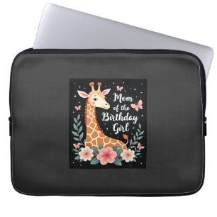 Giraffe Mom of the Birthday Girl Matching Family L Laptop Sleeve
