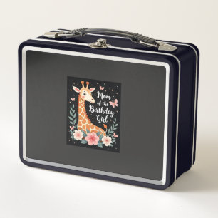 Giraffe Mom of the Birthday Girl Matching Family L Metal Lunch Box