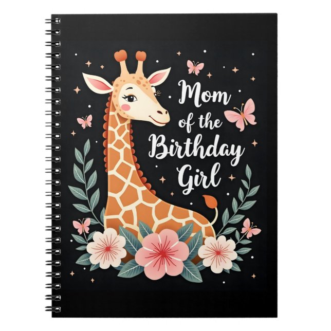 Giraffe Mom of the Birthday Girl Matching Family L Notebook (Front)
