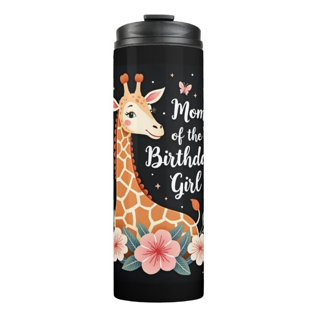 Giraffe Mom of the Birthday Girl Matching Family L Thermal Tumbler (Front)