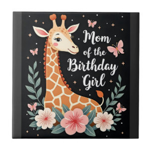 Giraffe Mom of the Birthday Girl Matching Family L Tile