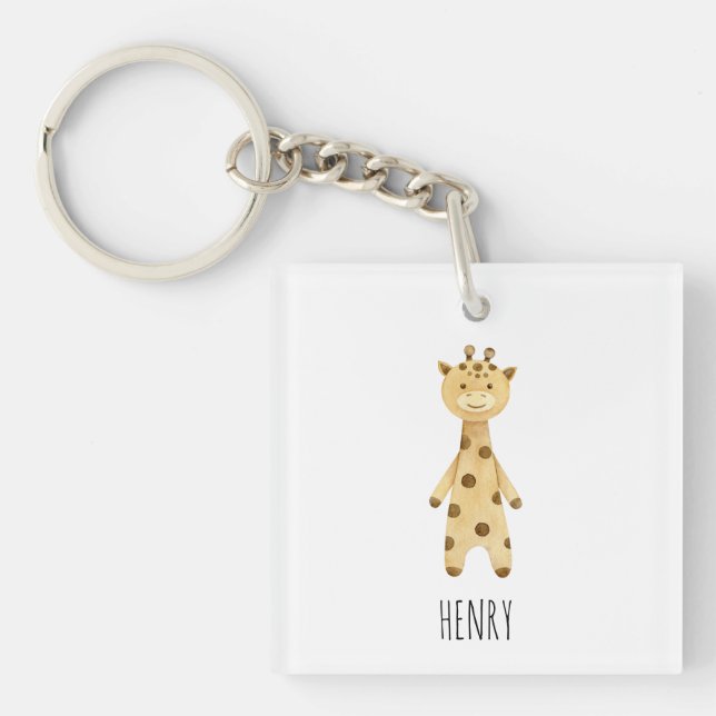 Giraffe monogram. cute modern  keychain (Front)