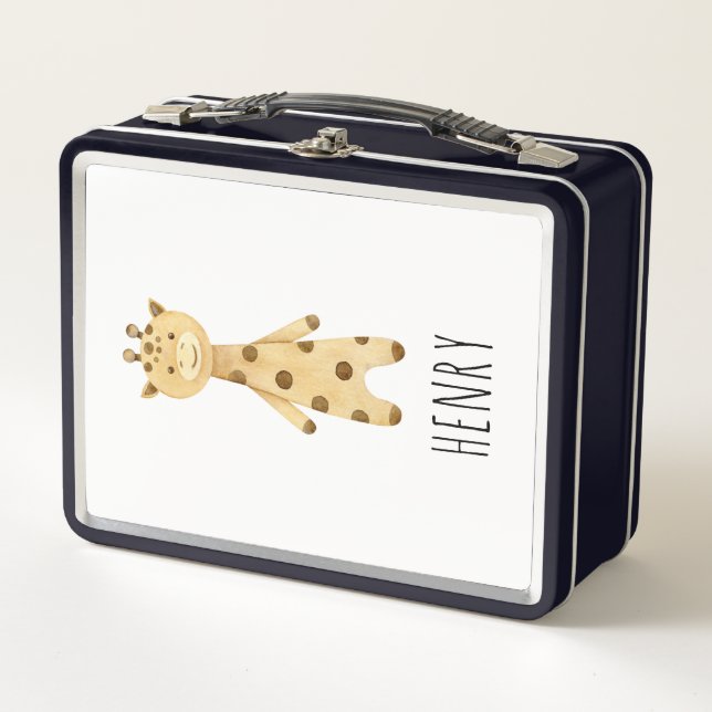 Giraffe monogram. cute modern  metal lunch box (Front)