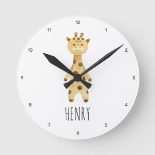 Giraffe monogram. cute modern  round clock