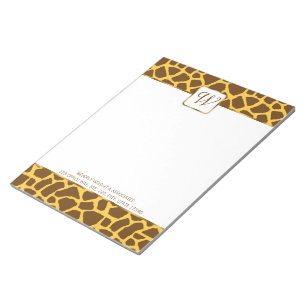 Giraffe Monogram Personalized Notepad