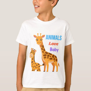 Giraffe Mother and Baby .animals T-Shirt
