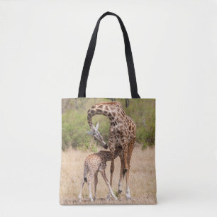 Giraffe Mother and Baby in Kenya Tote Bag
