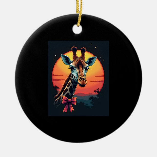 Giraffe Neck Like a Rollercoaster Run Funny Retro  Ceramic Ornament (Front)