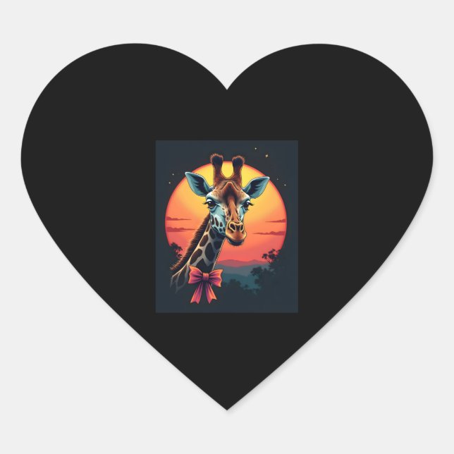 Giraffe Neck Like a Rollercoaster Run Funny Retro  Heart Sticker (Front)