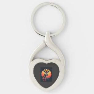 Giraffe Neck Like a Rollercoaster Run Funny Retro  Keychain