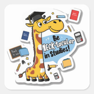 Giraffe 'Neck-tacular' Pun Die-Cut Motivational Square Sticker