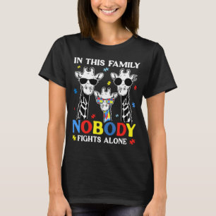 Giraffe Nobody Fights Alone Autism Awareness For K T-Shirt