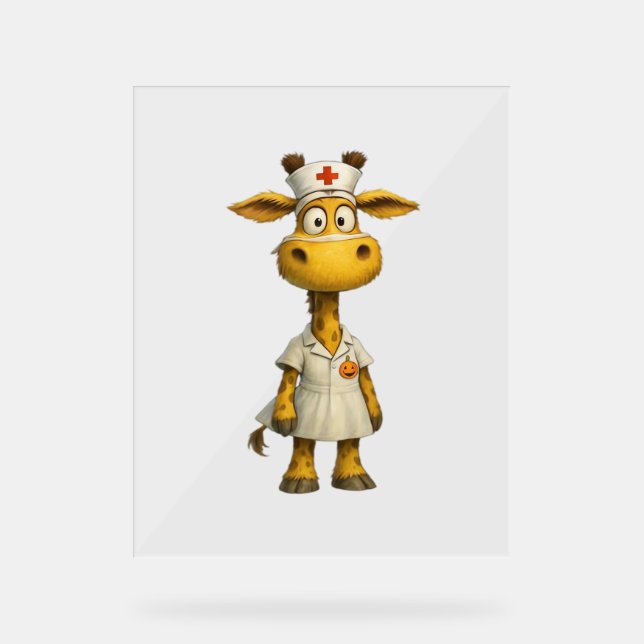 Giraffe Nurse Cartoon - Héros de soins de santé lu (Recto)