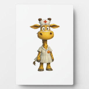 Giraffe Nurse Cartoon � Whimsical Healthcare Hero Plaque