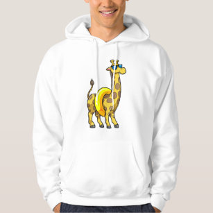 Giraffe on Beach with Swim ring & Sunglasses Hoodie