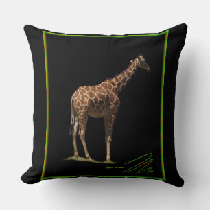 Giraffe on Black Throw Pillow