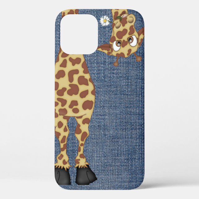 giraffe on blue denim Case-Mate iPhone case (Back)