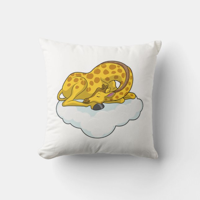 Giraffe on Clouds Throw Pillow (Front)