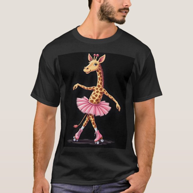 Giraffe On Roller Skates In Pink Tutu Tank Top (Front)