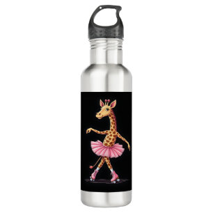 Giraffe On Roller Skates In Pink Tutu Tank Top 710 Ml Water Bottle