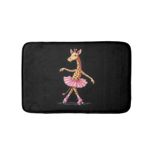 Giraffe On Roller Skates In Pink Tutu Tank Top Bath Mat